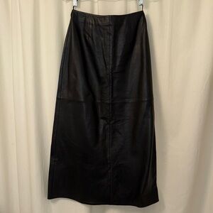 VS2 Black Leather Midi Skirt